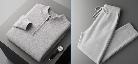 Men's Heavy Goat Seven-needle Thickened Warm Half-zip Knit Sweater