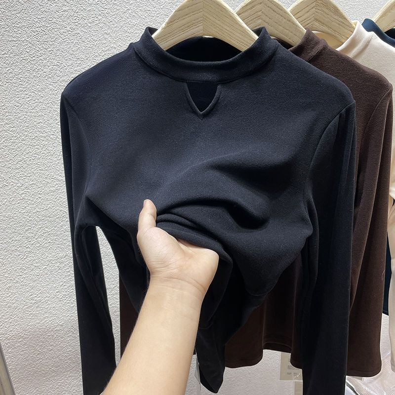 Women's Half-turtleneck Brushed Double-sided Dralon Bottoming Shirt