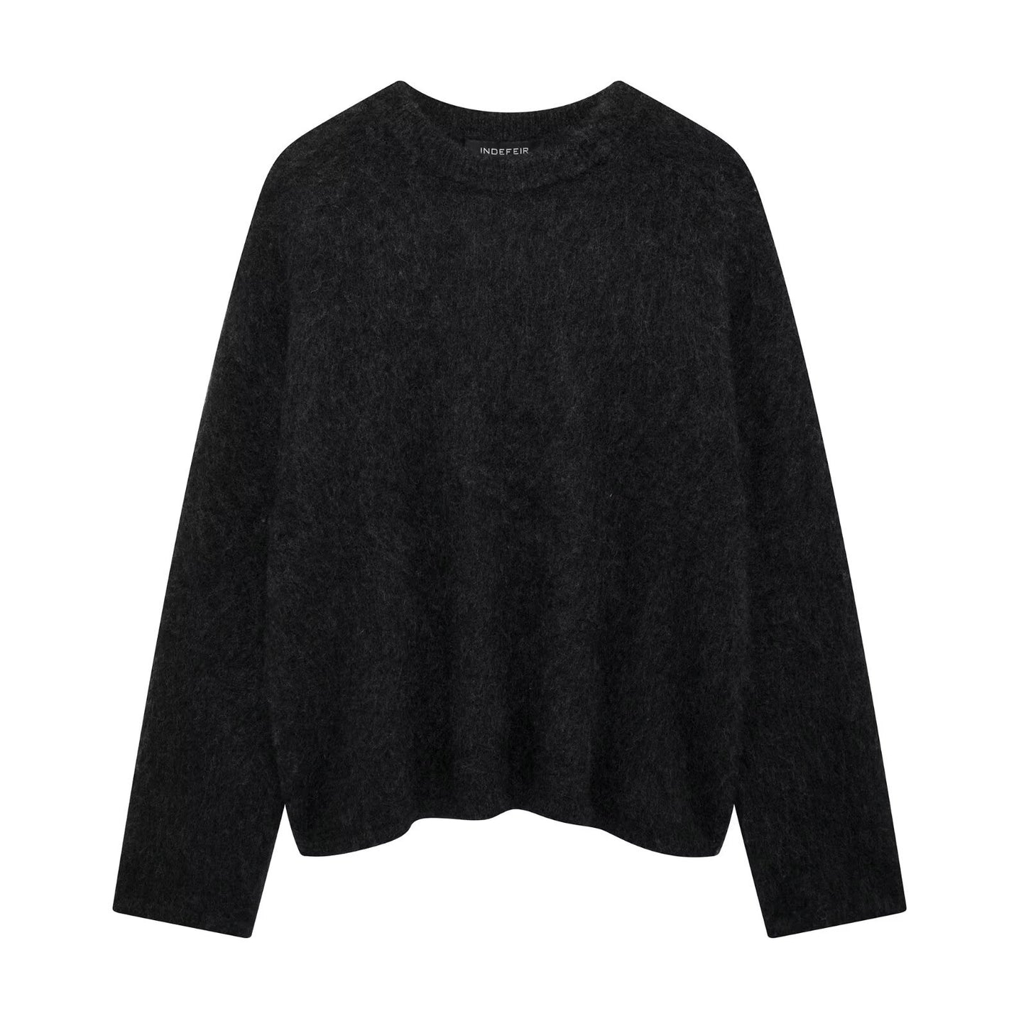 Women's Street Fashion Solid Color Round Neck Large Profile Sweater