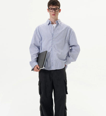 Men's Loose And Versatile American Style Vintage Striped Shirt