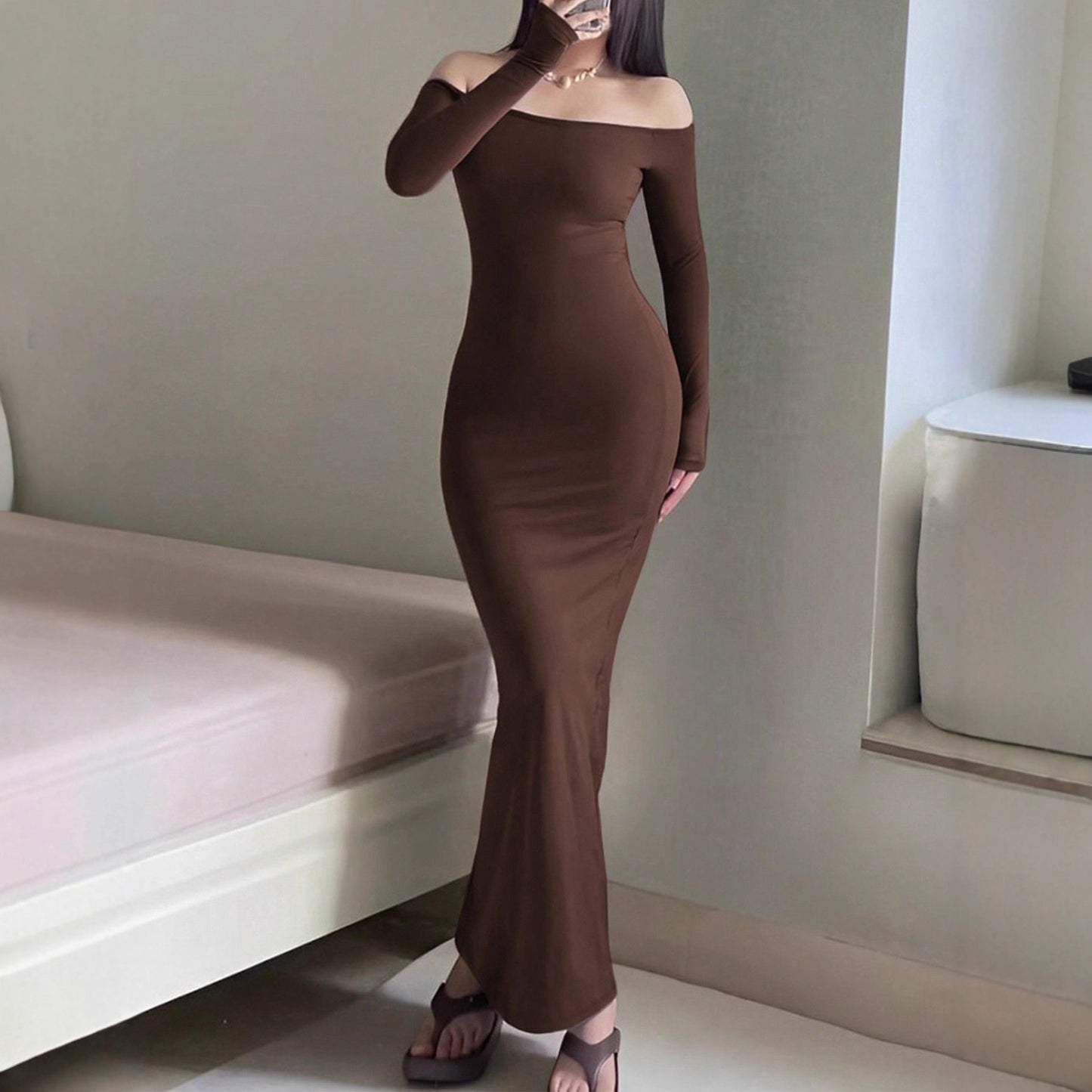 Sexy Strapless Sleeveless Figure-hugging Off-shoulder Dress