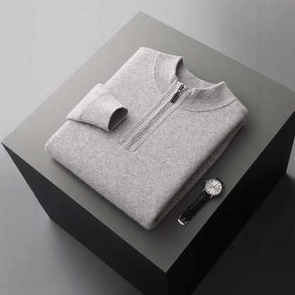 Men's Heavy Goat Seven-needle Thickened Warm Half-zip Knit Sweater