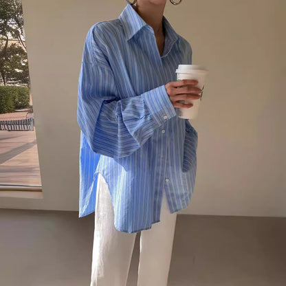 Early Autumn New Korean Style Versatile Fashion Striped Shirt Women