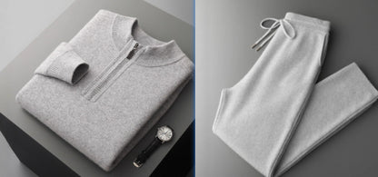 Men's Heavy Goat Seven-needle Thickened Warm Half-zip Knit Sweater