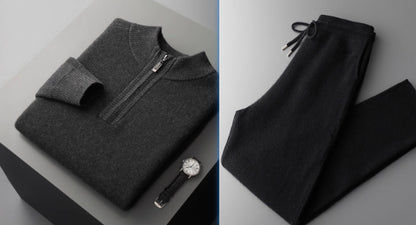 Men's Heavy Goat Seven-needle Thickened Warm Half-zip Knit Sweater