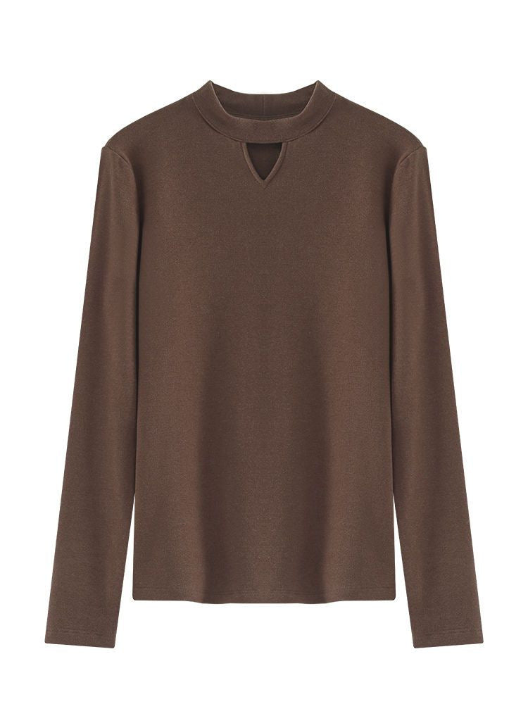 Women's Half-turtleneck Brushed Double-sided Dralon Bottoming Shirt