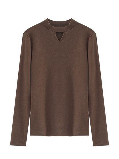 Women's Half-turtleneck Brushed Double-sided Dralon Bottoming Shirt