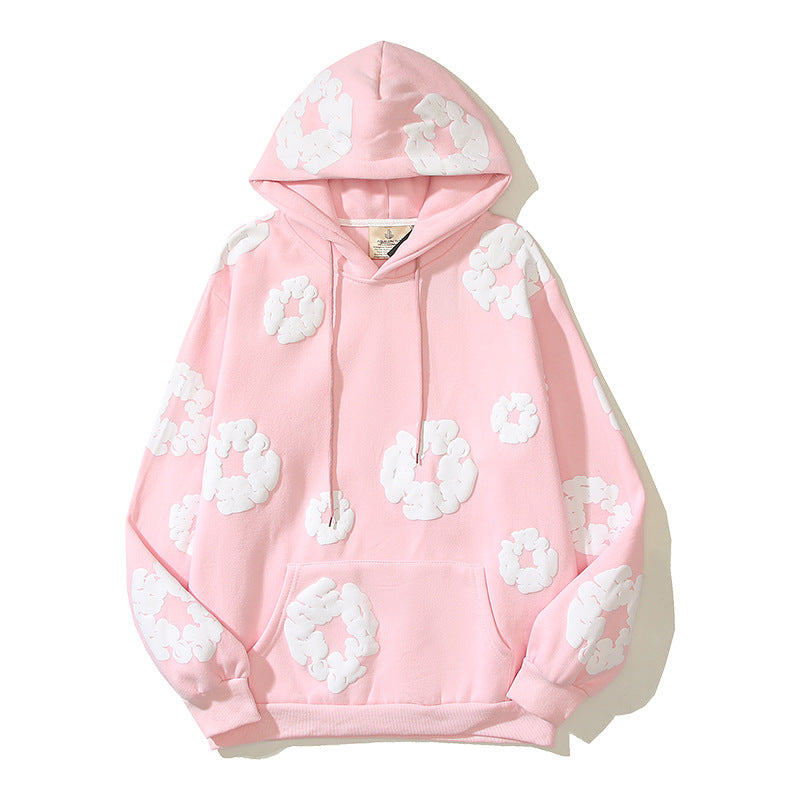 Pure Cotton Coat Three-dimensional Foam Kapok Printed Hoodie Sweater