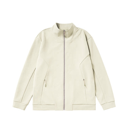 Smart Temperature Control Velvet Zipped Stand Collar Coat