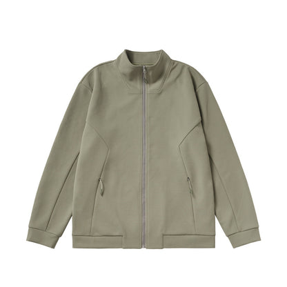 Smart Temperature Control Velvet Zipped Stand Collar Coat