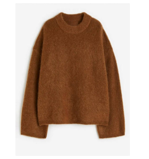 Loose Casual Striped Long Sleeve Contrast Color Round Neck