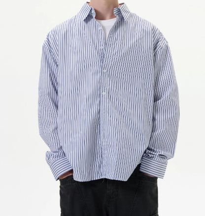 Men's Loose And Versatile American Style Vintage Striped Shirt