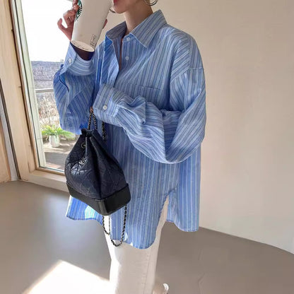 Early Autumn New Korean Style Versatile Fashion Striped Shirt Women