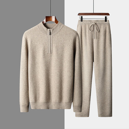 Men's Heavy Goat Seven-needle Thickened Warm Half-zip Knit Sweater
