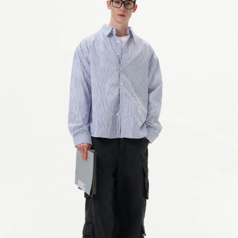 Men's Loose And Versatile American Style Vintage Striped Shirt