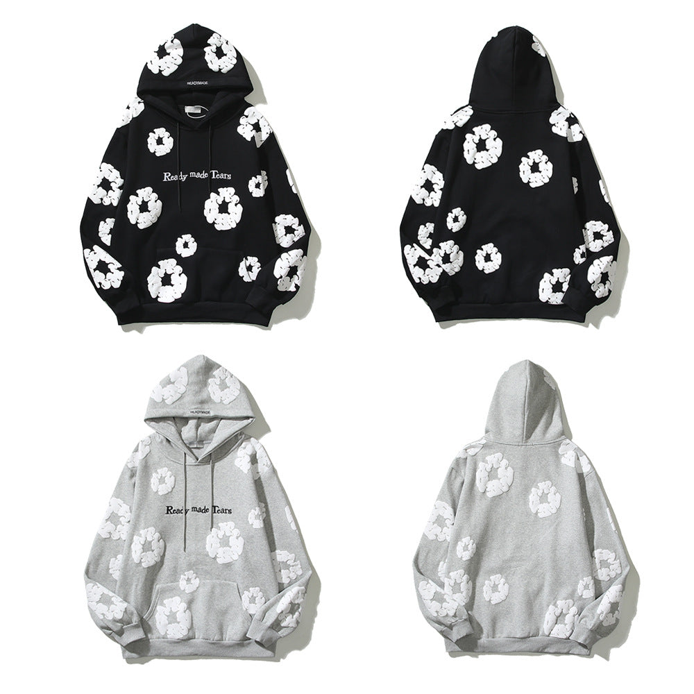 Pure Cotton Coat Three-dimensional Foam Kapok Printed Hoodie Sweater