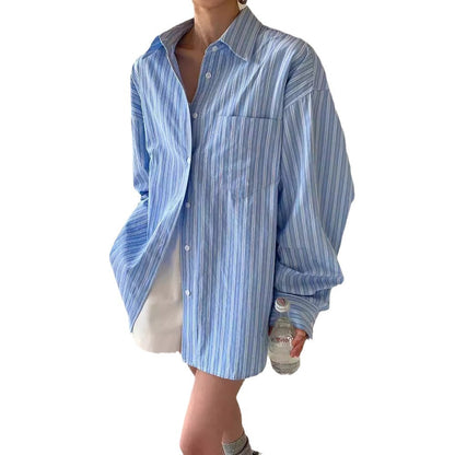 Early Autumn New Korean Style Versatile Fashion Striped Shirt Women