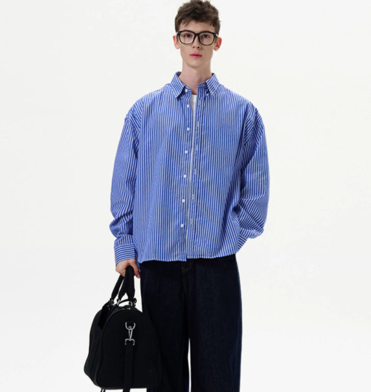 Men's Loose And Versatile American Style Vintage Striped Shirt