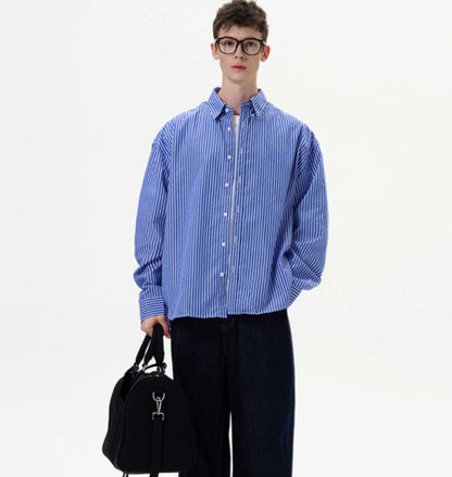 Men's Loose And Versatile American Style Vintage Striped Shirt